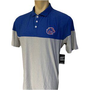 NEW Boise State BSU Broncos Colosseum Color Block Blue Gray Polo Shirt Men's L